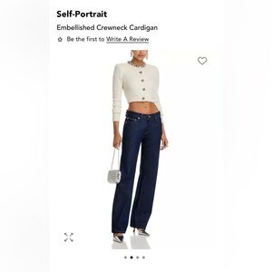 Self portrait STRASS EMBELLISHED CREW NECK CROPPED CARDIGAN